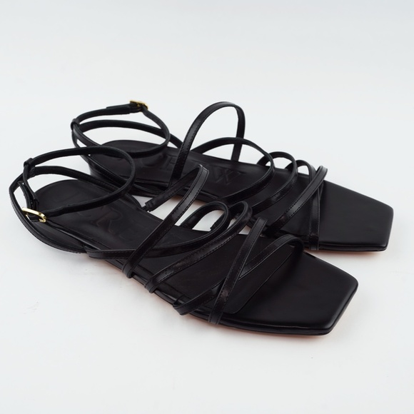New JCREW Size 8 Capri Strappy Sandals in Leather - Black $128 CA027 - Picture 2 of 5
